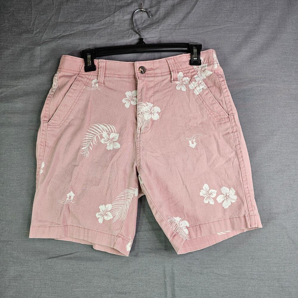 Denali Chino Shorts Men's 30 Light Pink White Hawaiian Floral Print 8" Inseam